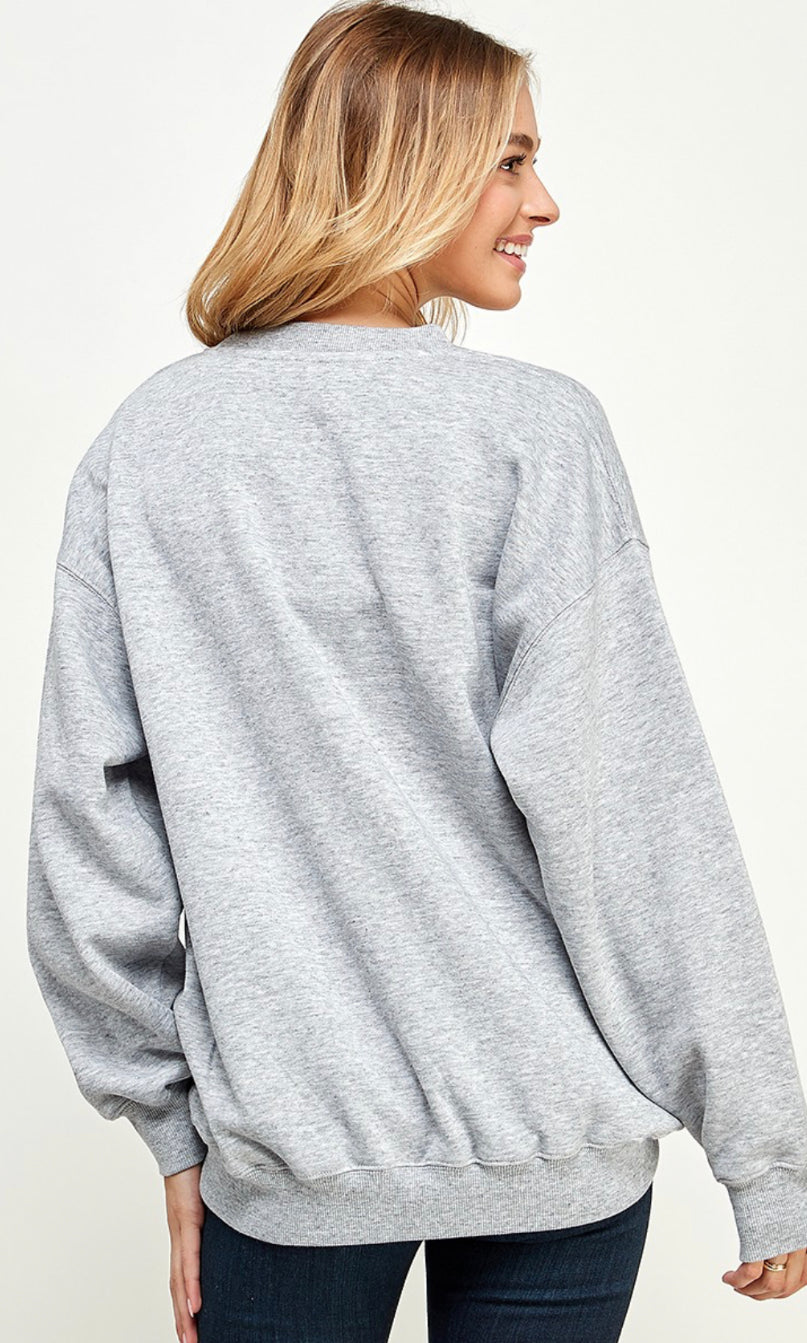 Fleece oversized crew neck