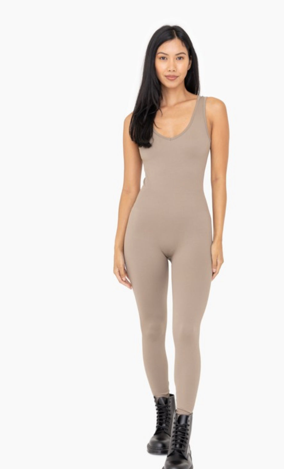 Ribbed V-Neck Catsuit