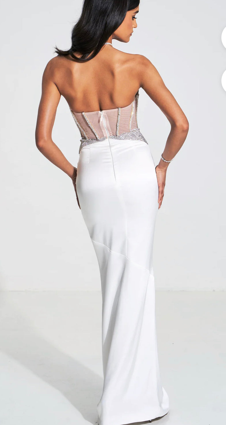 Crystal corset satin gown