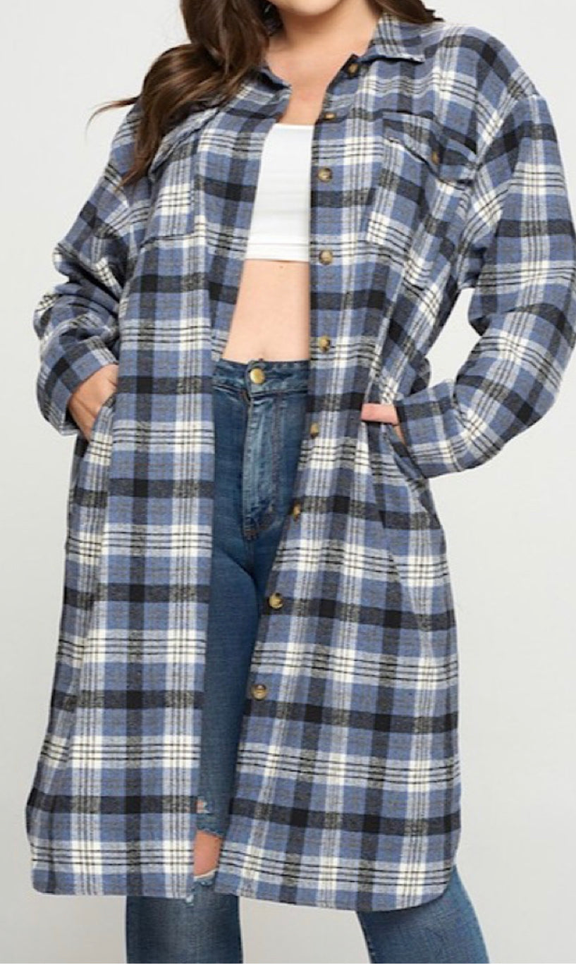 Navy plaid shacket
