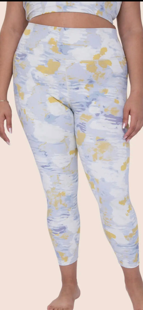 Curvy pink lemonade high-waisted leggings