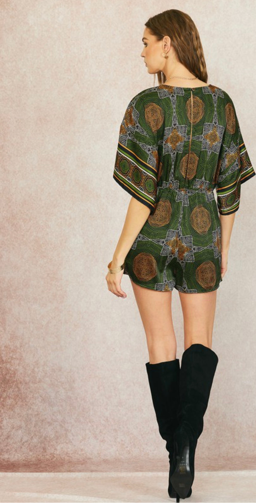 Printed satin romper