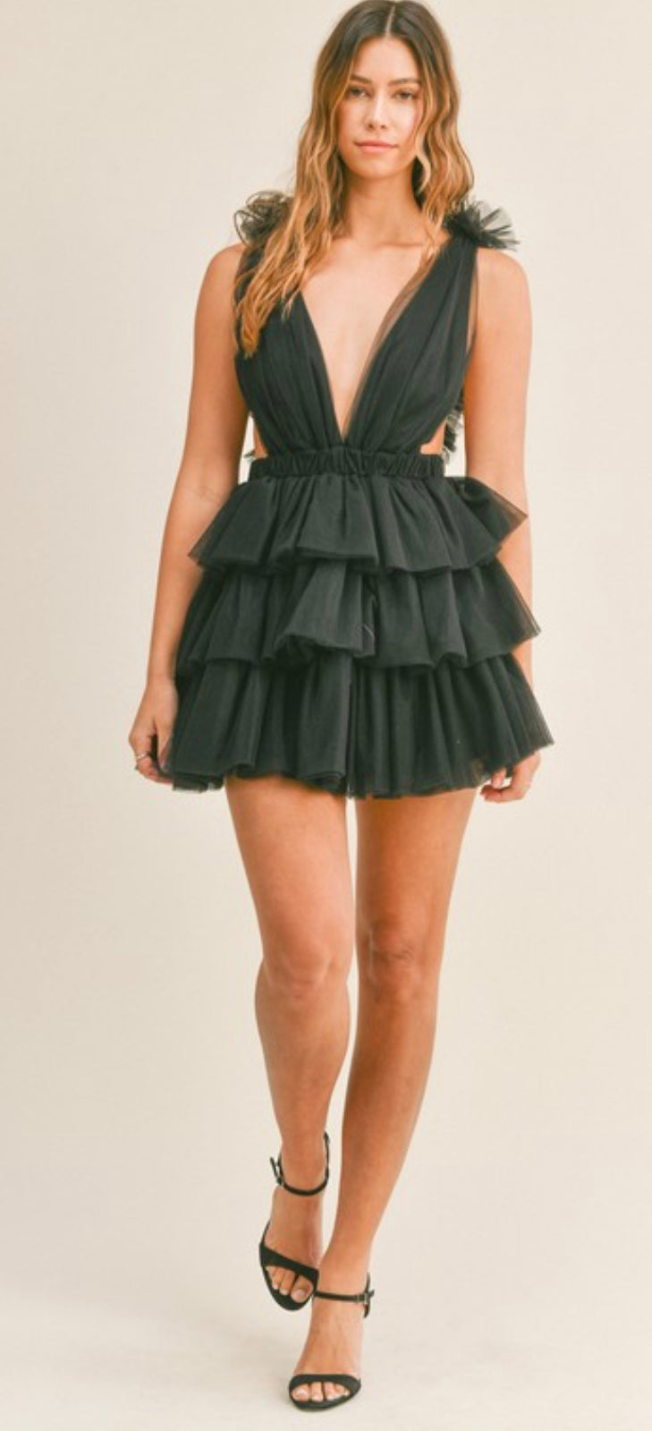 Tulle tiered mini dress