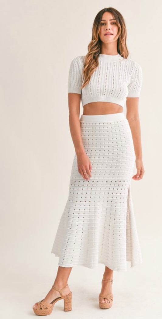Knit crop top and skirt