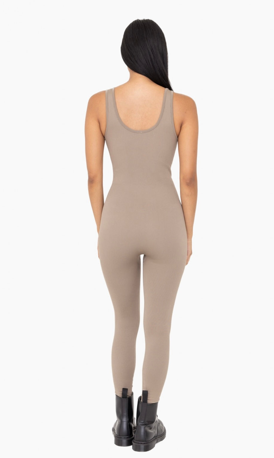 Ribbed V-Neck Catsuit