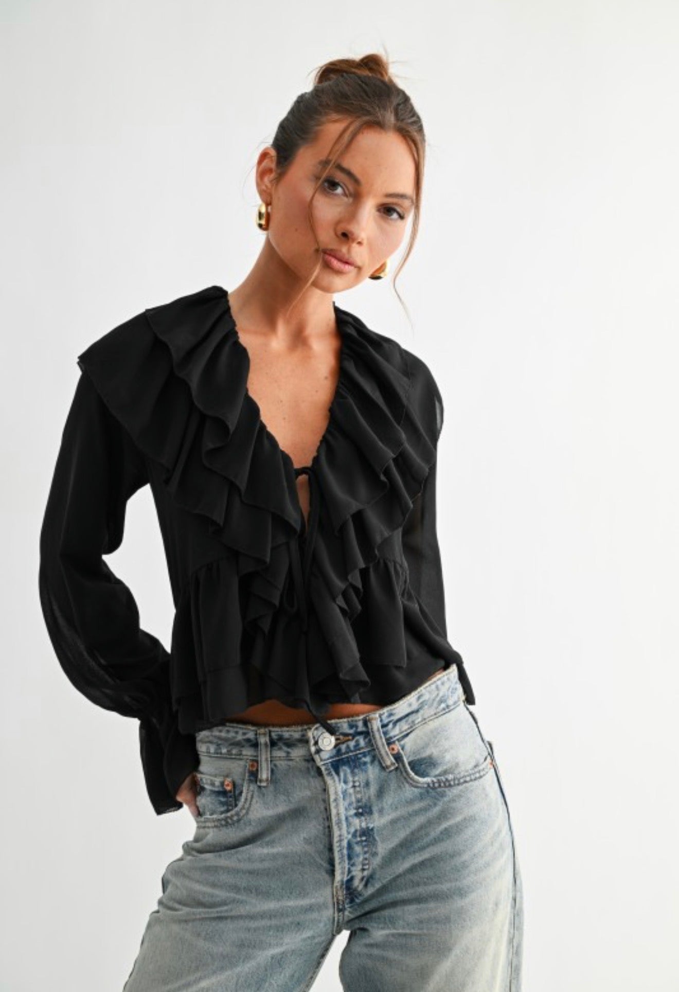 Ruffle Tie Blouse