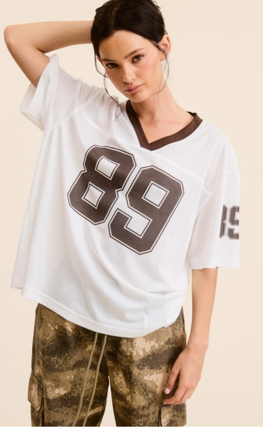 V-Neck Sporty Jersey Top