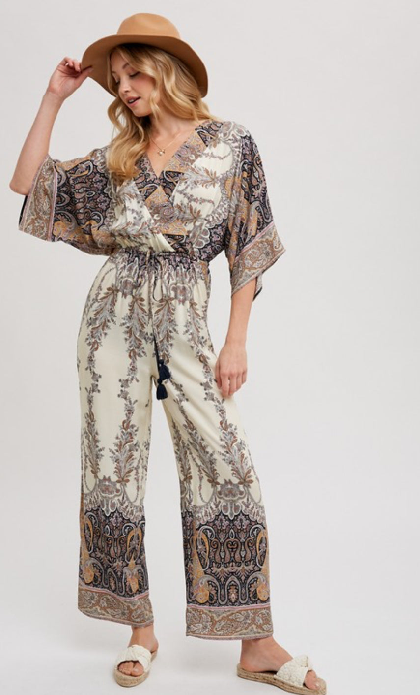Paisley wrap jumpsuit