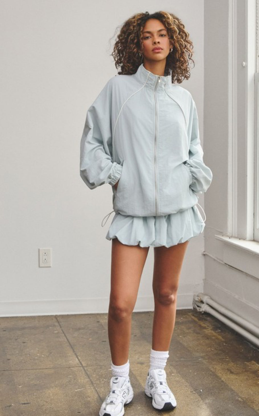 Tracksuit jacket and bubble skirt
