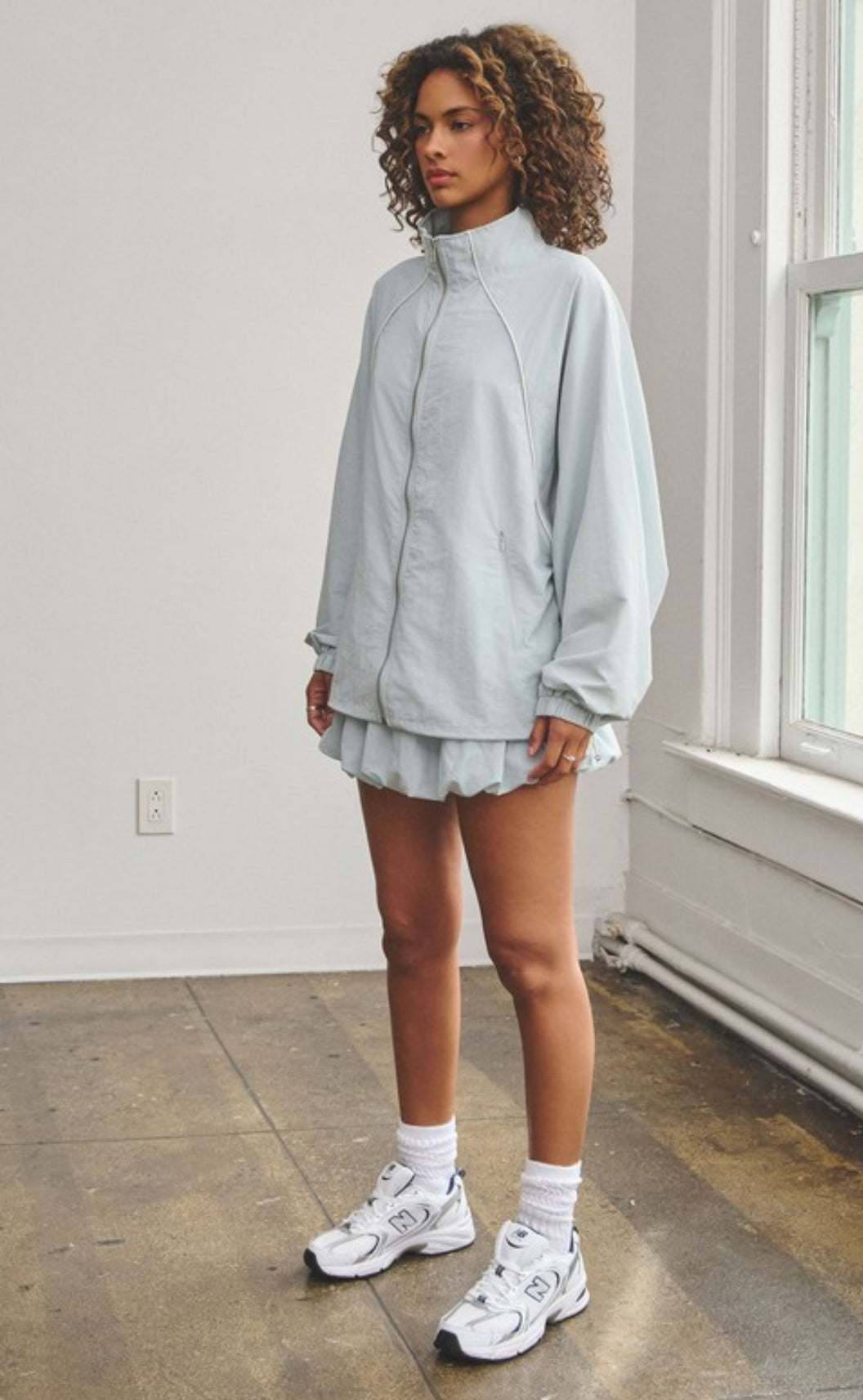 Tracksuit jacket and bubble skirt