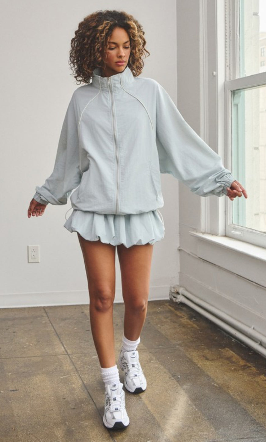 Tracksuit jacket and bubble skirt