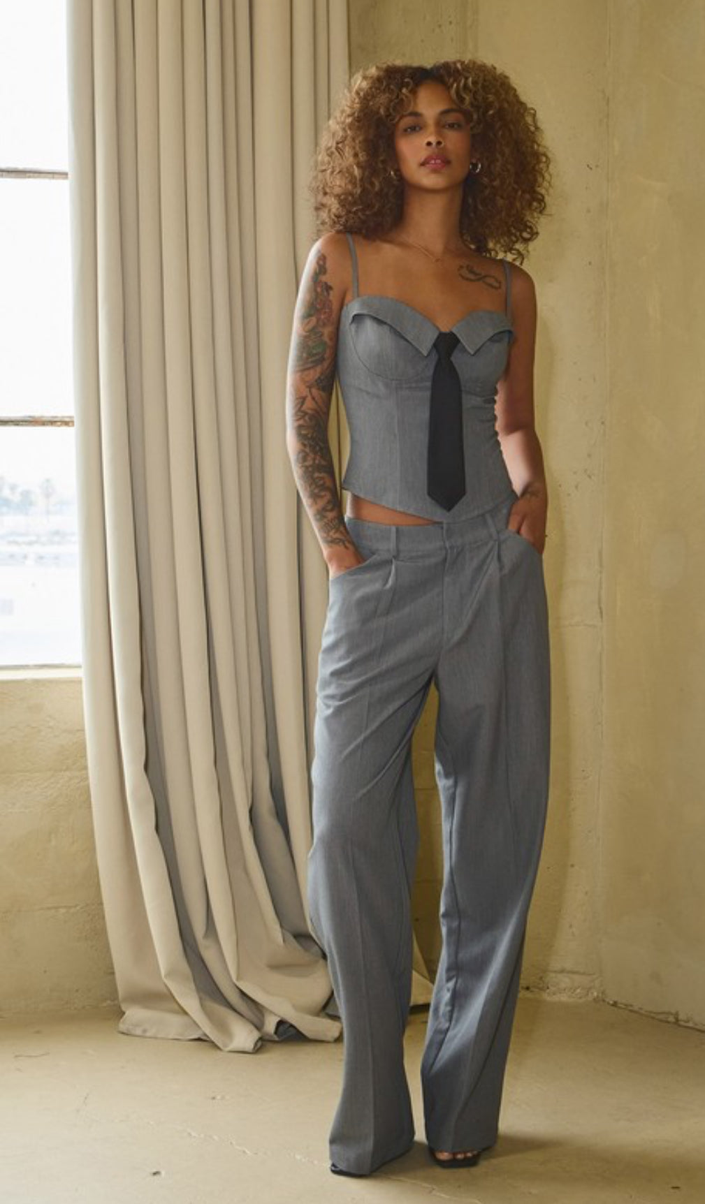 Woven wide slack pants