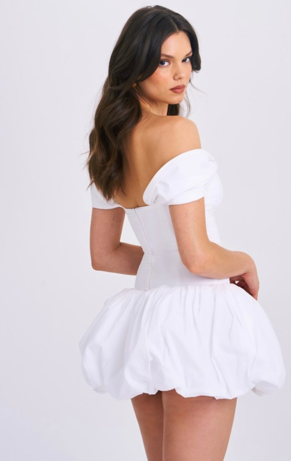 White bubble mini dress