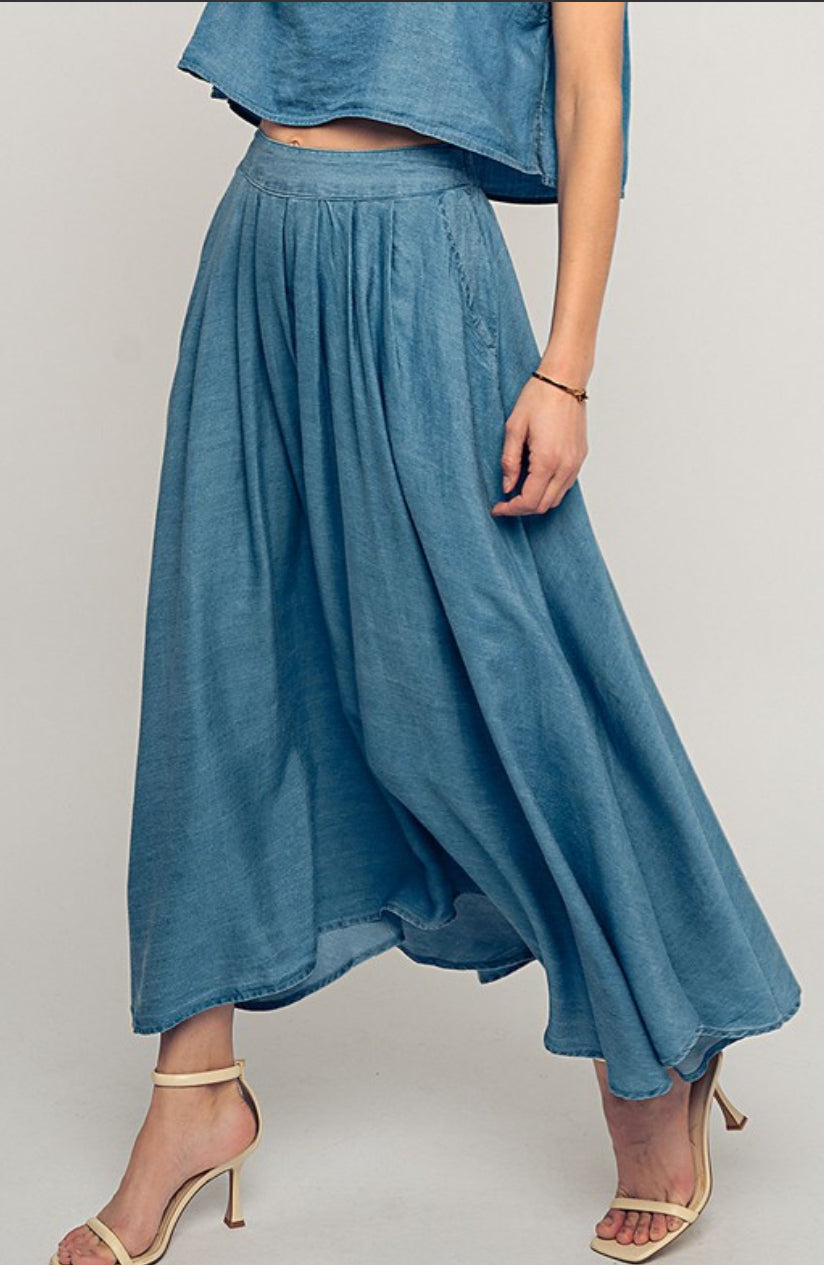 Chambray Maxi Skirt