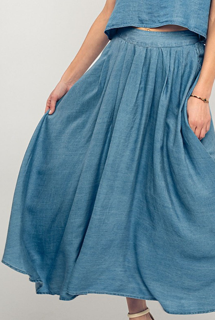 Chambray Maxi Skirt