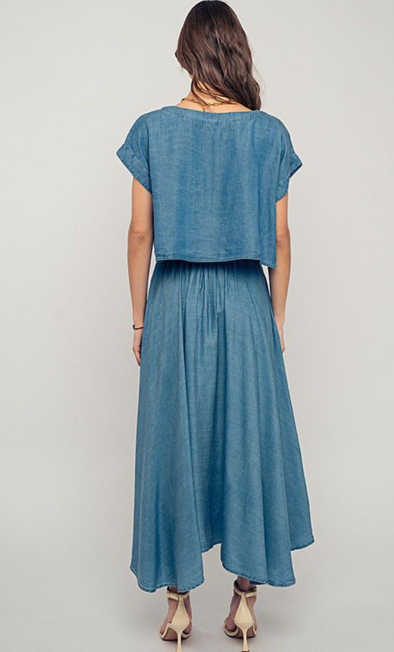 Chambray Maxi Skirt
