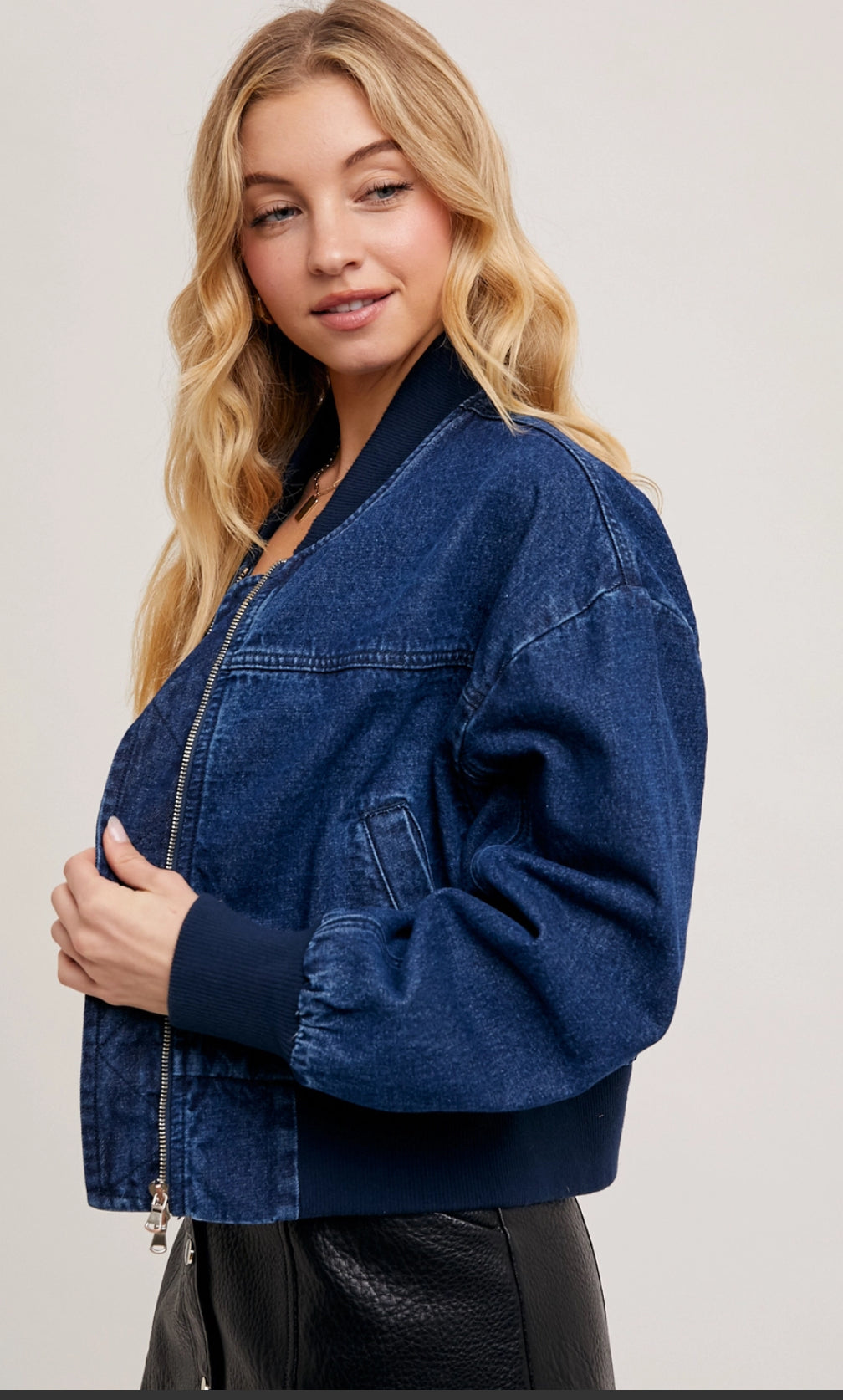 Denim Baseball Bomber