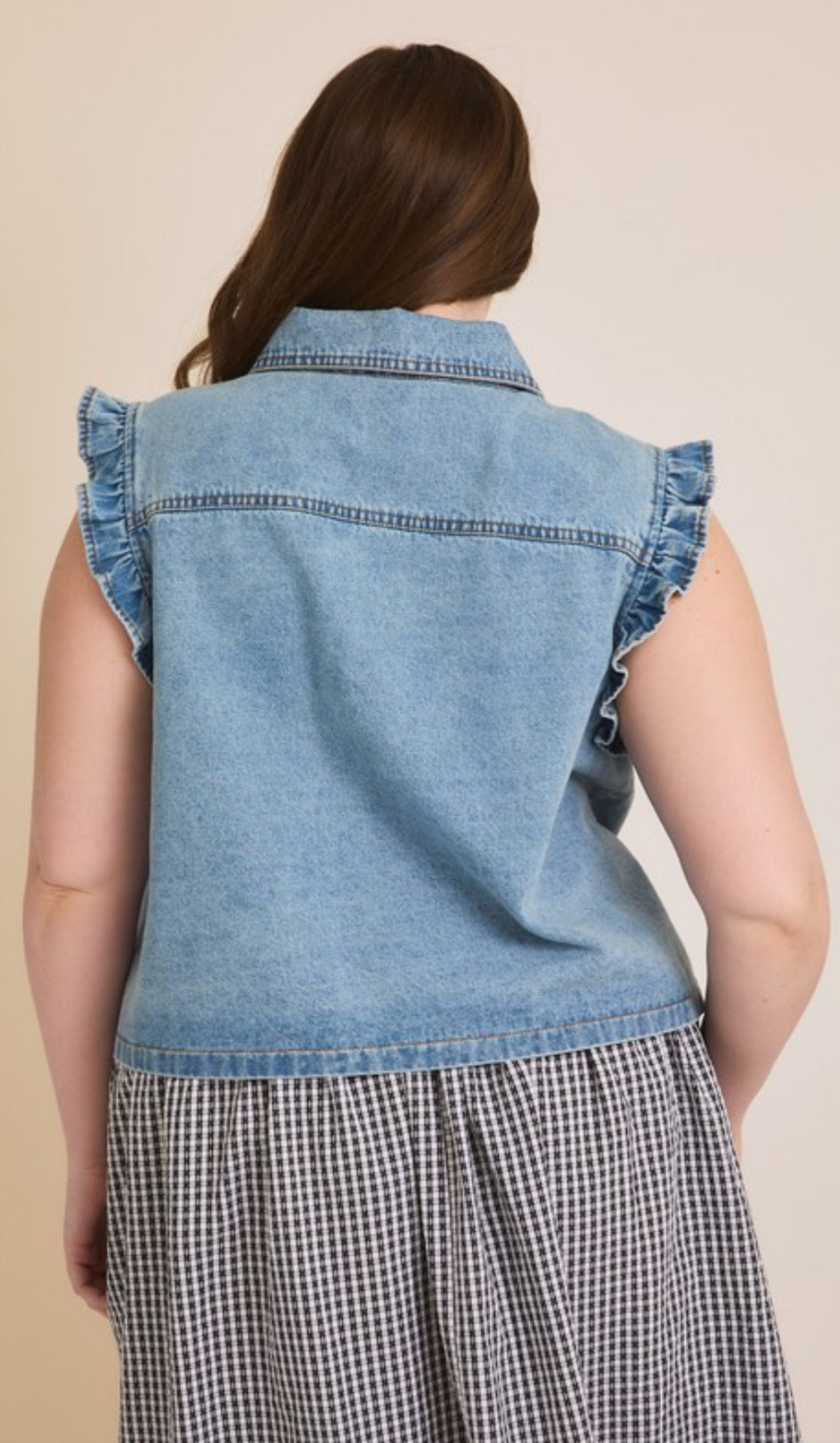 Ruffle Denim Vest