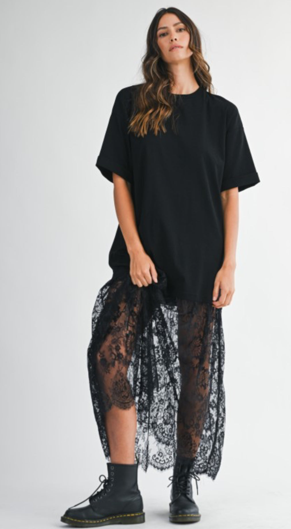 Oversized Lace Skirt Maxi Dress