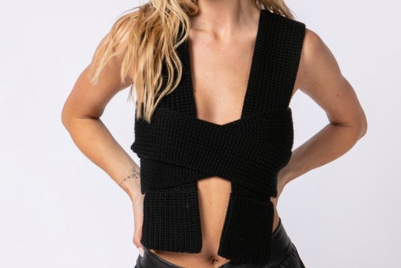 Sweater crossed wrap