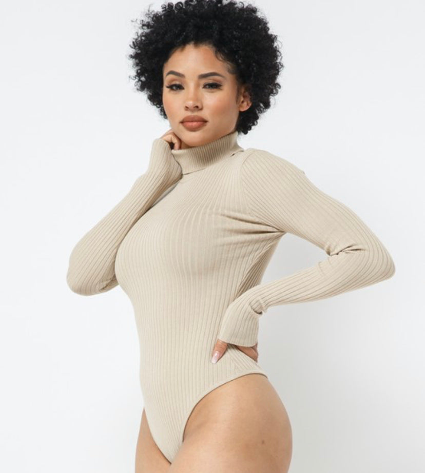 Ribbed turtleneck bodysuit
