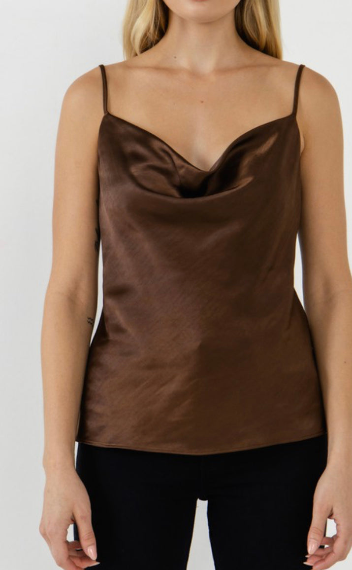 Chocolate satin top