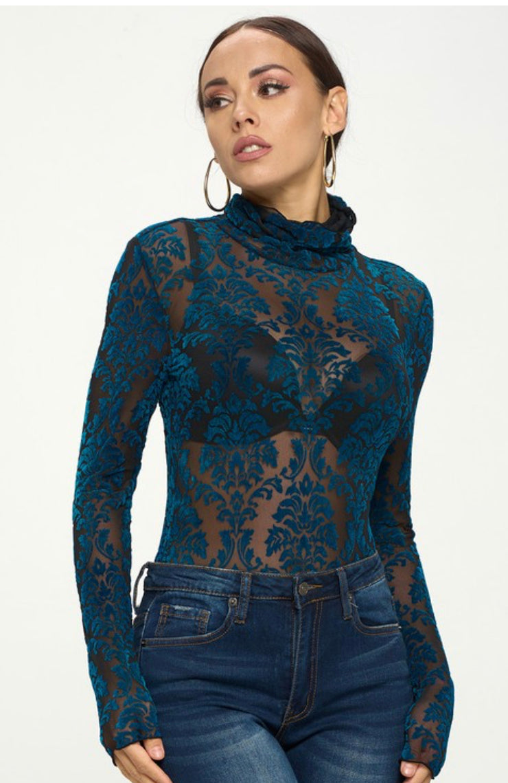 Teal lace bodysuit