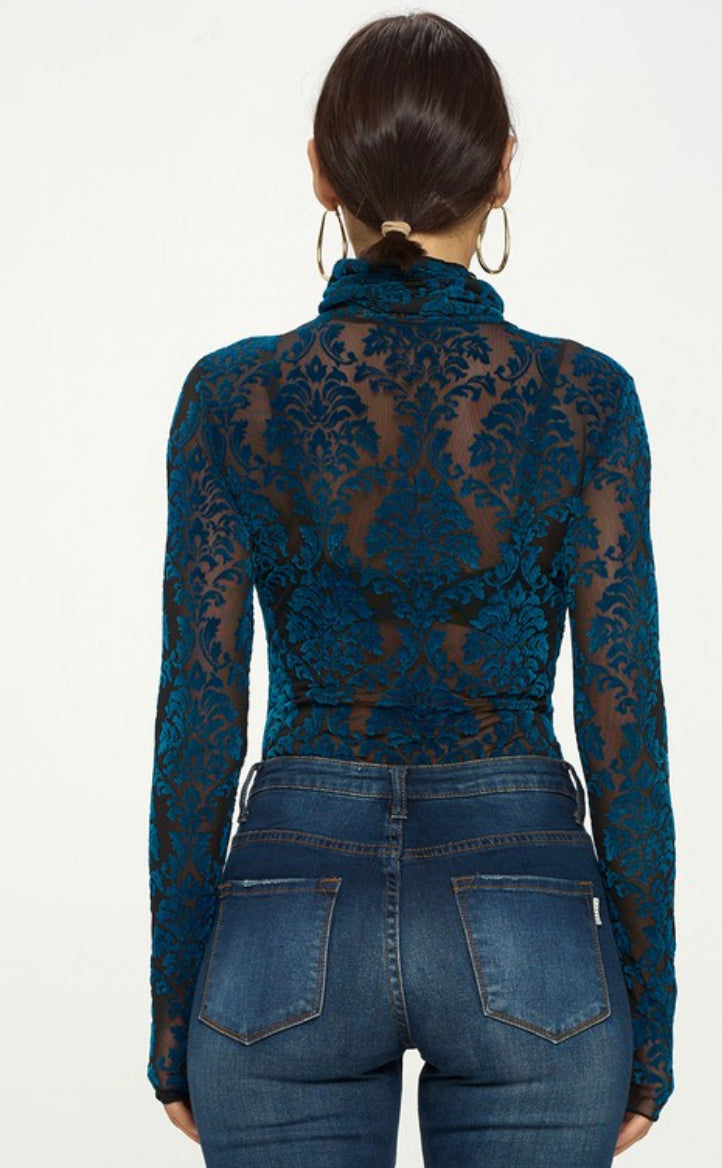 Teal lace bodysuit