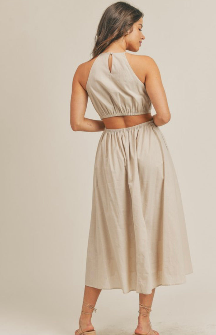 Almond cream maxi dress