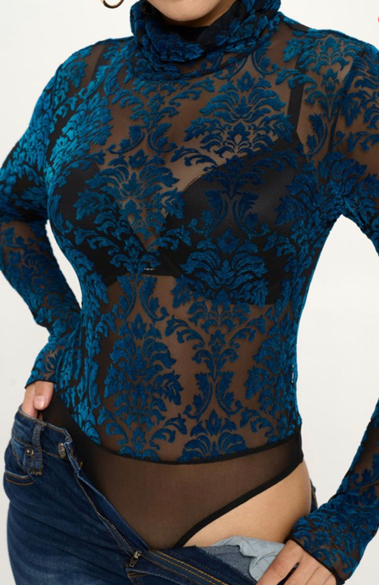 Teal lace bodysuit
