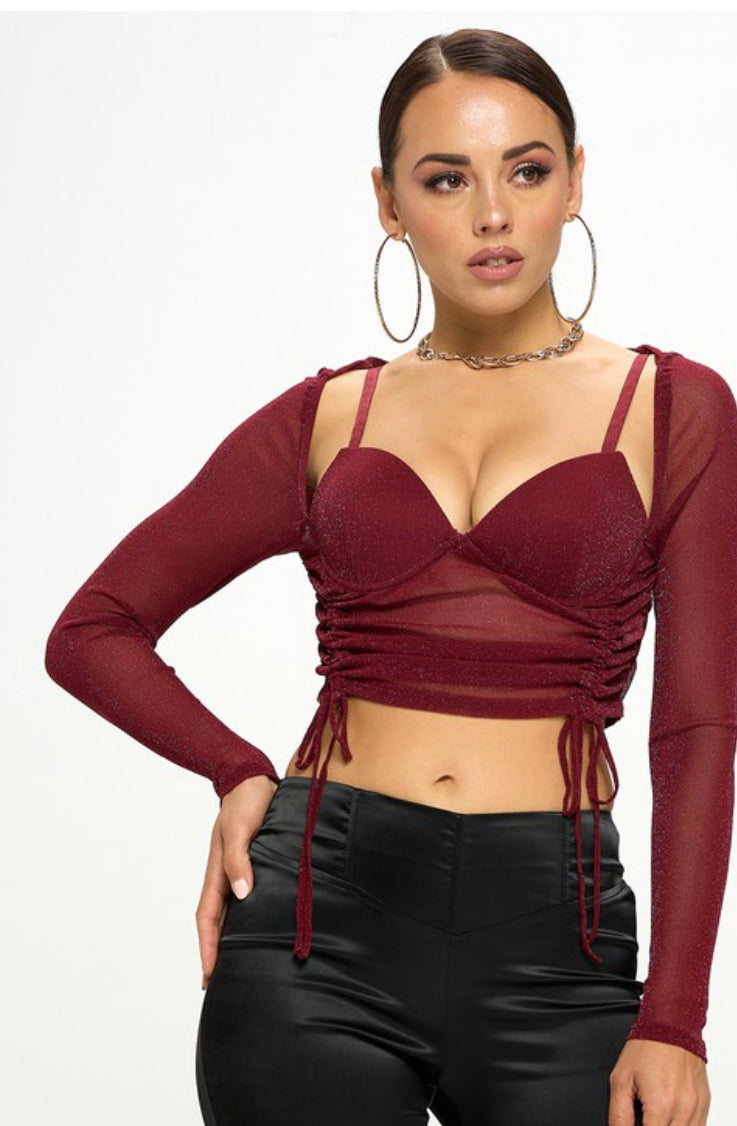 Burgundy mesh top