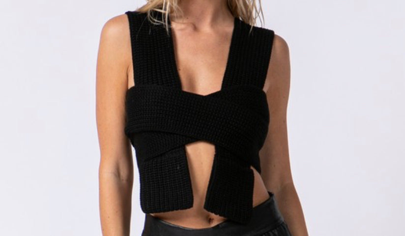 Sweater crossed wrap