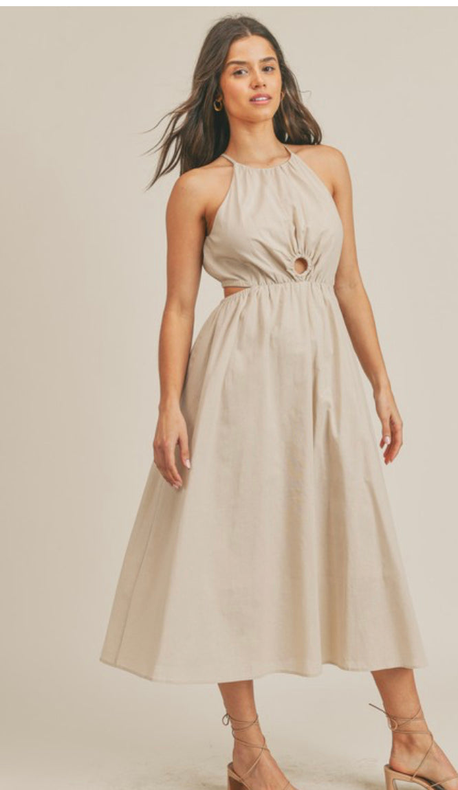 Almond cream maxi dress