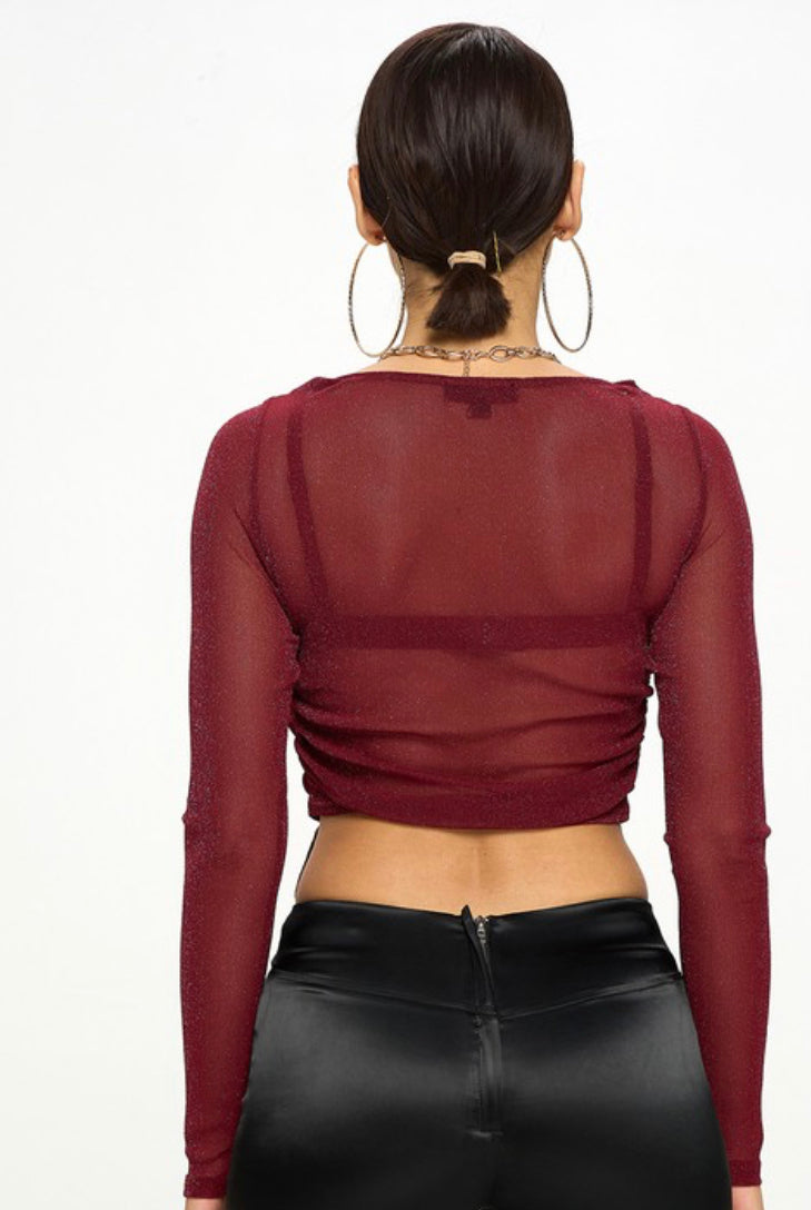 Burgundy mesh top