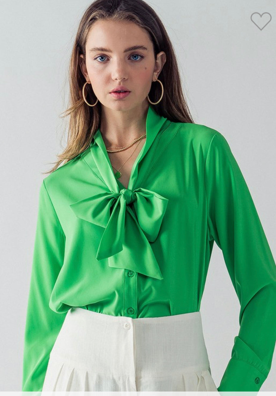 Tie neck long sleeve blouse