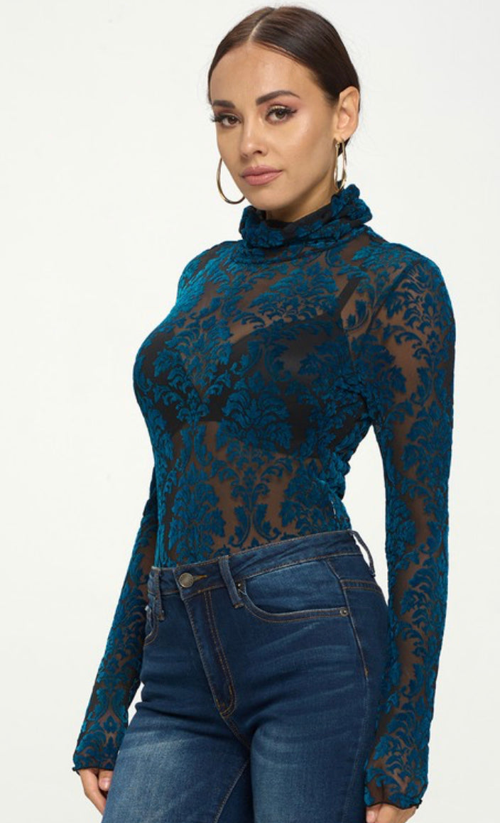 Teal lace bodysuit