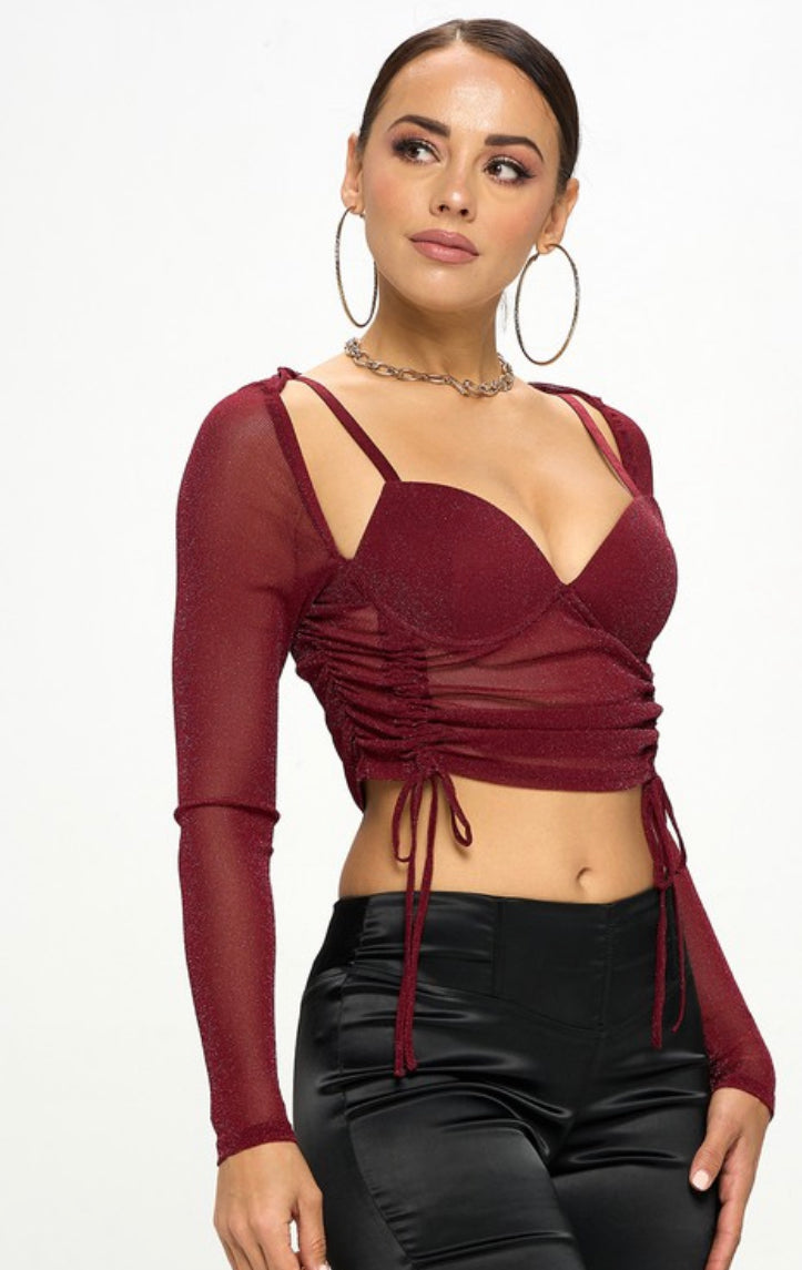 Burgundy mesh top