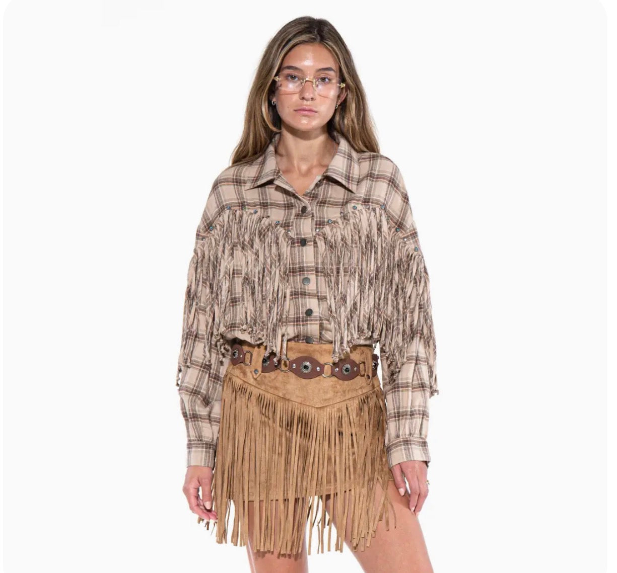 Fringe Plaid Shirt