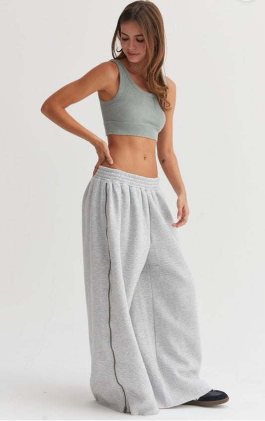 Wide leg zipper pants