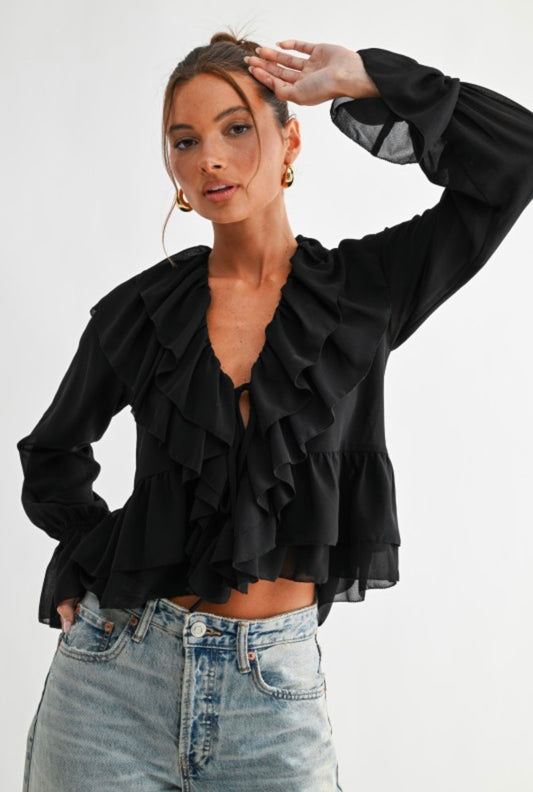 Ruffle Tie Blouse