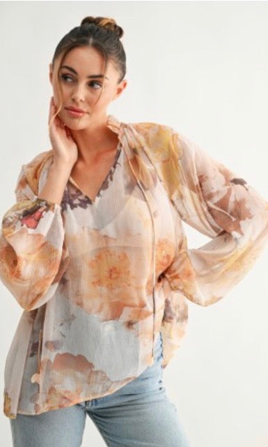 Sheer Floral Blouse