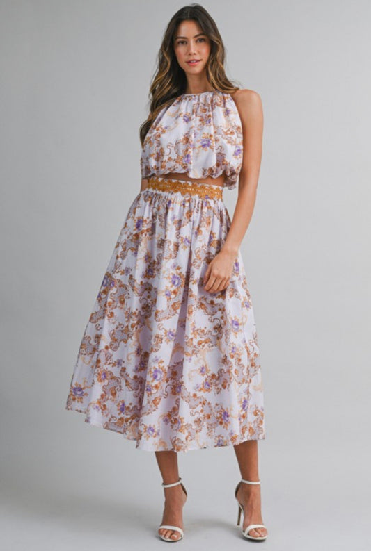 Printed Halter and Skirt Set