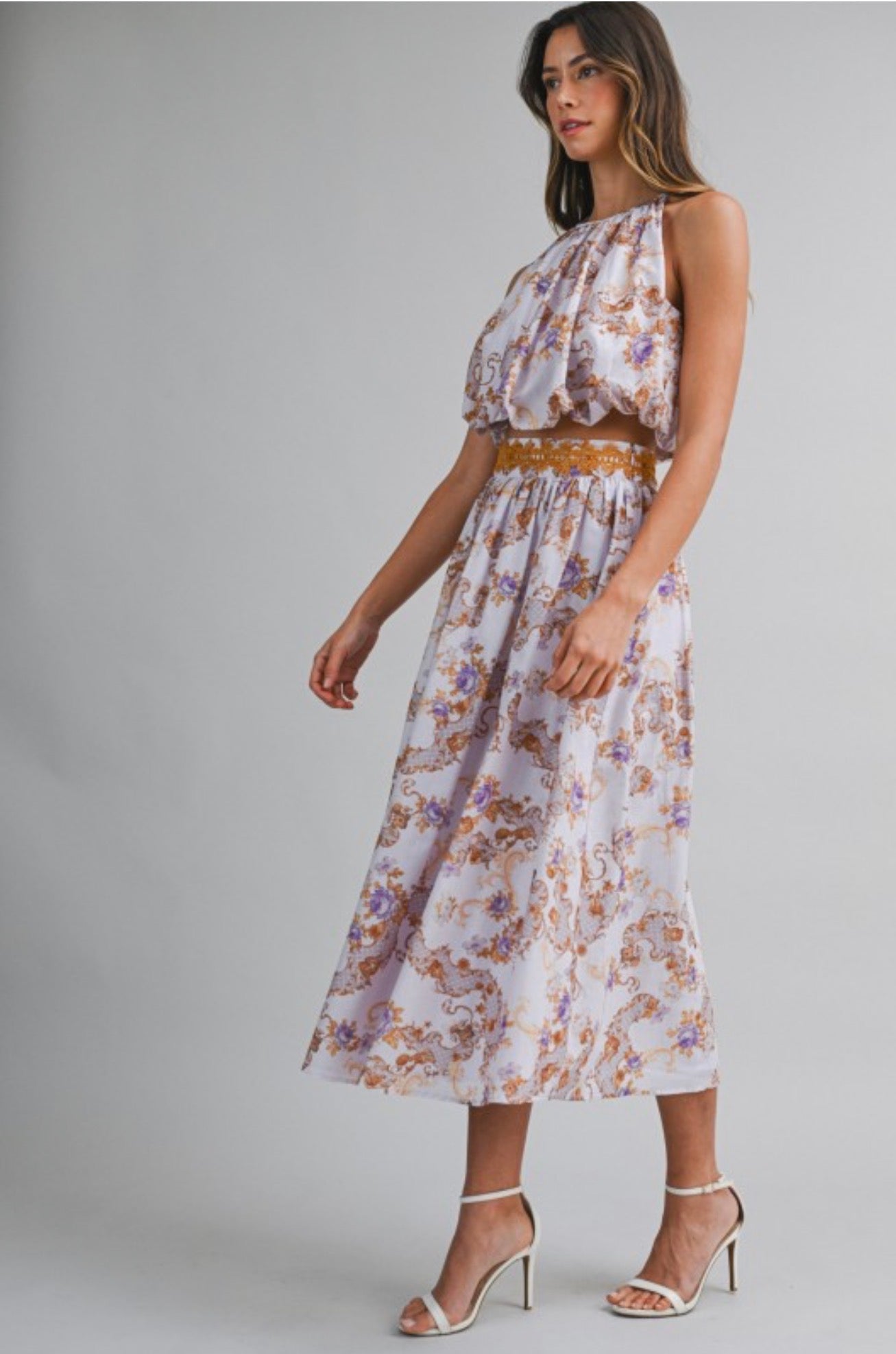 Printed Halter and Skirt Set
