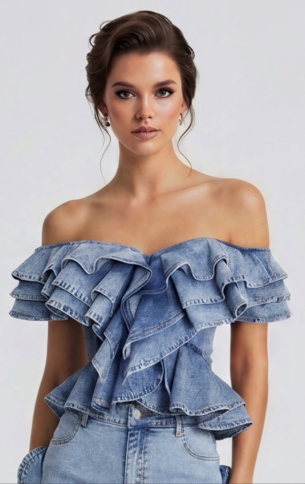 Denim Ruffle Corset