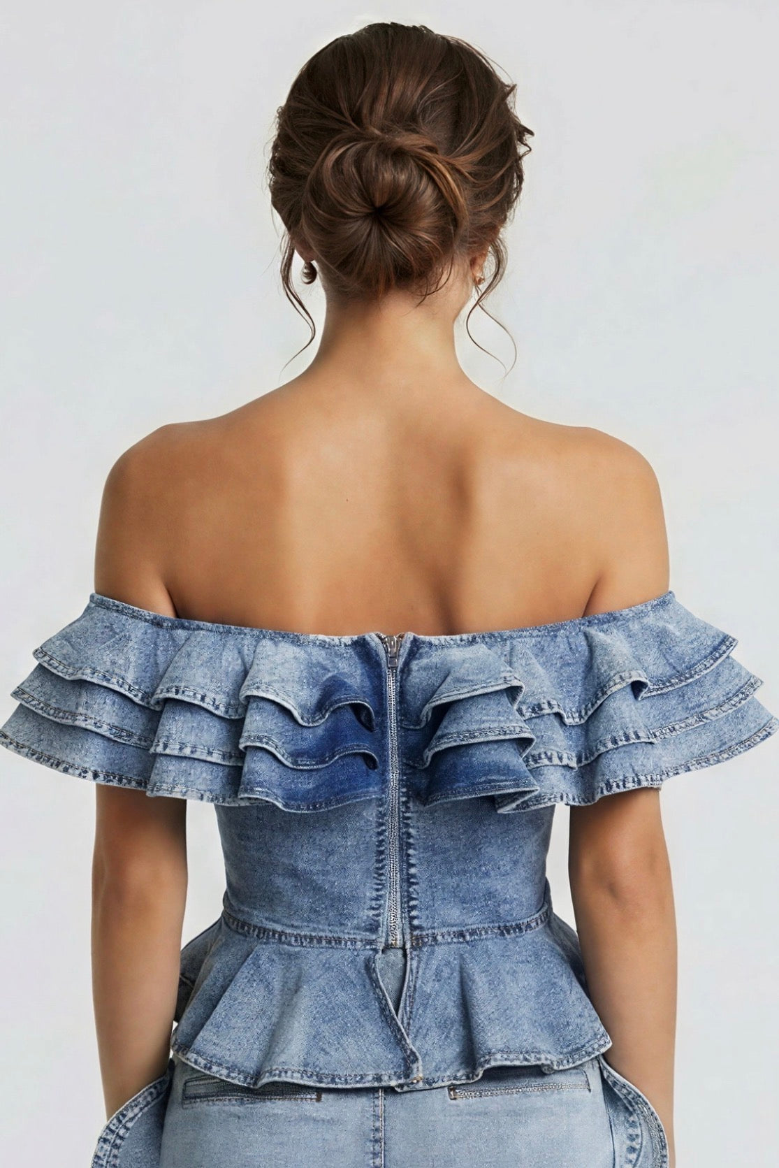 Denim Ruffle Corset