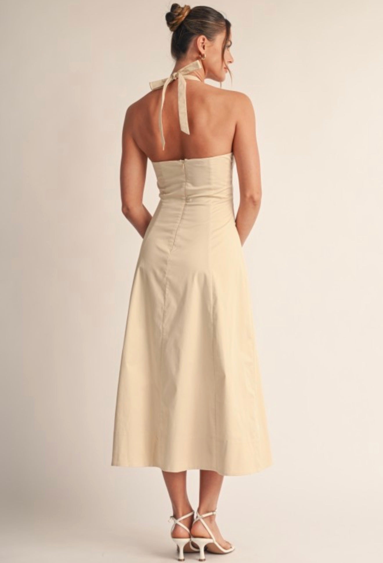 Buckle Cutout Halter Dress