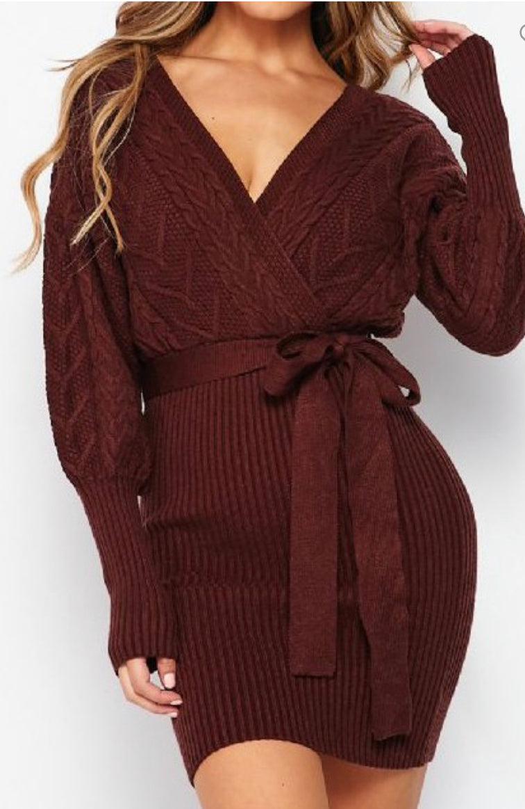 Cable knit sweater dress