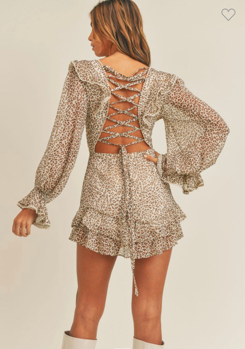 Ruffled leopard print dress