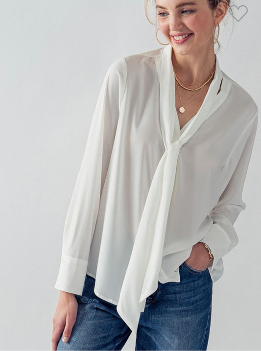 Tie neck long sleeve blouse