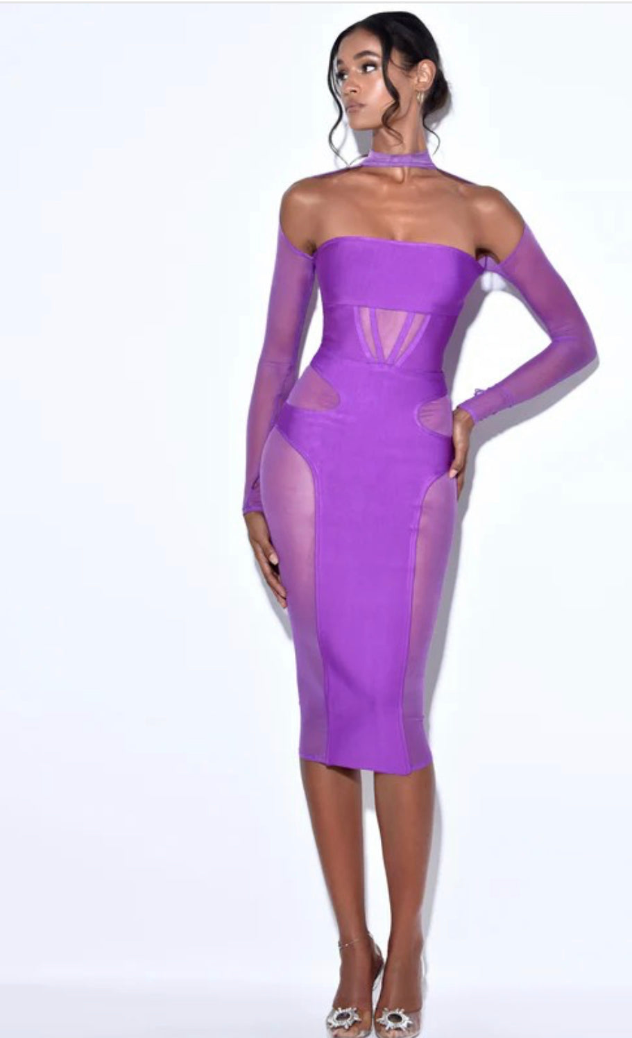 purple bandage dress